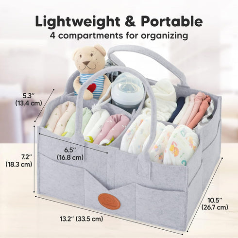 KeaBabies Portable Diaper Changing Pad and Baby Diaper Caddy Organizer - Waterproof Foldable Baby Changing Mat - Large