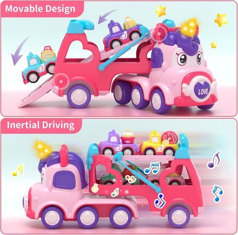 7 1 1 2 3 1-3, 1 2 3 newcrave in Carrier Truck Toys for Year Old Girl, Toddler Girl Toys Age Car Toys Truck with Light