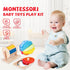 Montessori Baby Toys Play Kit, Mirror Peekaboo Knob Puzzle, Spinning Drum and Rainbow Fabric Ball Kit for 6-12 Months