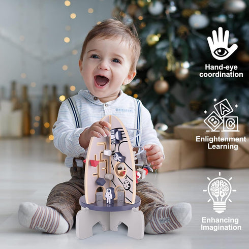 1 1st 6-18 Wdmiya Space Wooden Activity Cube Toys for Baby, Montessoritoys for Year Old Boy & Girl Birthday Gifts