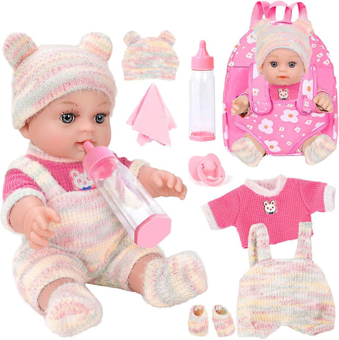 12'' Baby Doll with Backpack in Gift Box, Baby Doll Accessories Set