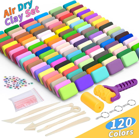 169 120 Pcs Air Dry Clay Colors Modeling Model Magic Clay for DIY Molding Starter Kit with Sculpting Tools,Ultra Light