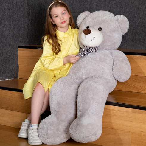 MaoGoLan Big Fluffy Gray Teddy Bear, 39 Inch Large Grey Stuffed Animal for Girlfriend, Kids, Boyfriend, Teens