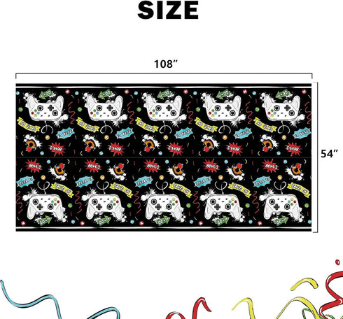 WERNNSAI 2 Pack Video Game Table Cloth, Gamer Birthday Decorations, Gaming Table Cover for Boys Kids, 54'' x 108''