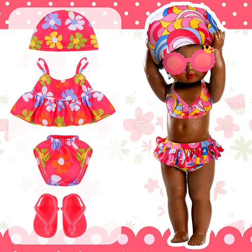 Kajaia 8 Pcs Doll Swimsuit, 18 Inch Doll Clothes and Accessories, Bikini, Dress, Flip Flops, Hat Outfit