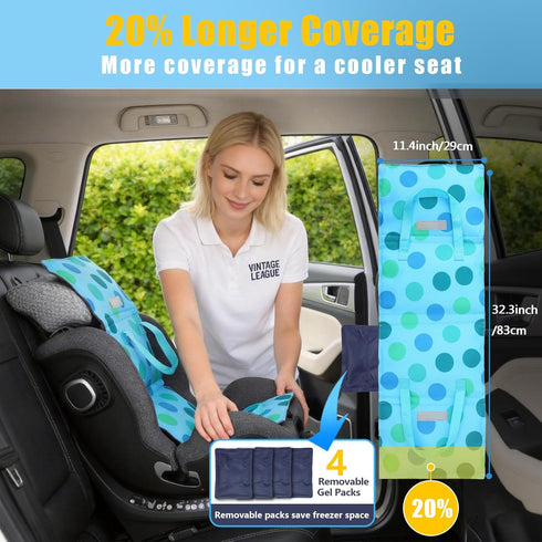 Summer 4 Packs Baby Car Seat Cooling Pad with Insulated Bag Reusable Baby Carseat Cooler Cooling for Car Seat Belts