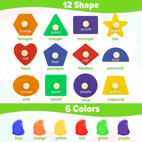 Montessori Toys for Toddlers 1-3 Years, Wooden Shape Learning Puzzles for 12-24 Months, Educational Gifts