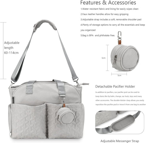 Mommy Lmbabter Diaper Tote Bag-Breast Pump Bag Diaper Organizer Bag with Pacifier Case Baby Bag for Work,Weekender
