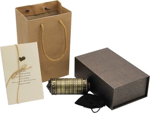 yofit Da Vinci Code Mini Cryptex Lock Puzzle Box - Valentine's Day Gift with Hidden Compartments for Notes, Jewelry