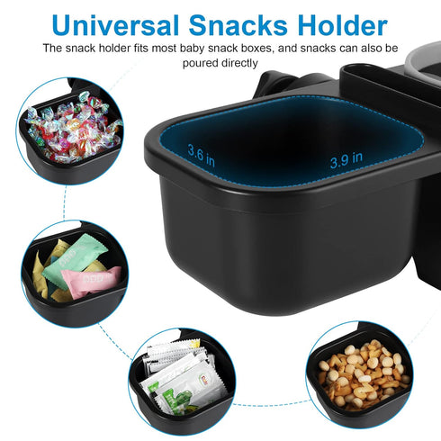 Accmor 3 in 1 Stroller Snack Tray, Non-Slip Grip Clip Accessory Compatible with Uppababy, Nuna, Doona Strollers, Grey
