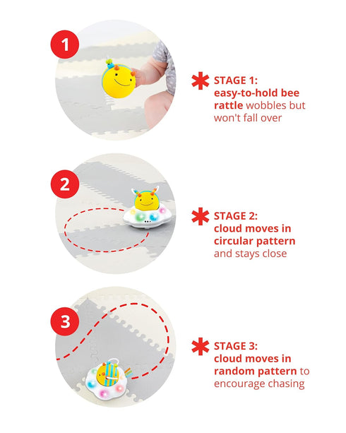 Tummy 3-Stage 5m+ Skip Hop Baby Follow-Me Bee Time Crawl Toy Infant Sensory Development with Lights Sounds and Music