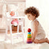 PHOKID 18 Inch 3+, 18" Doll High Chair for Pretend Play - Wooden Doll Furniture with Safety Belt, Footrest & Flower