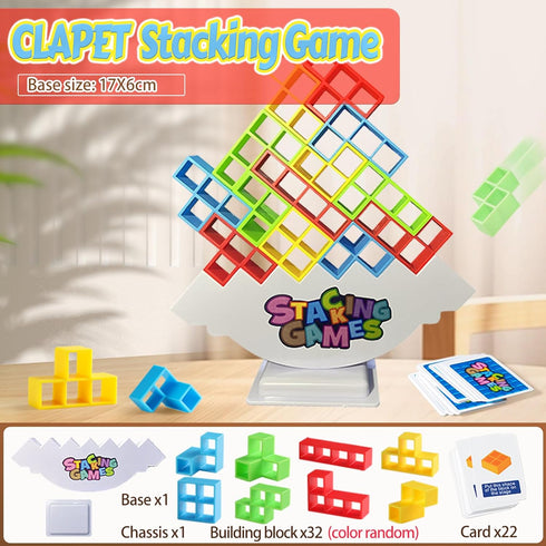 64 Pcs Tetra Tower Stacking Game, Fun Balance Building Blocks Board Games for Kids Adults Family Party Gifts
