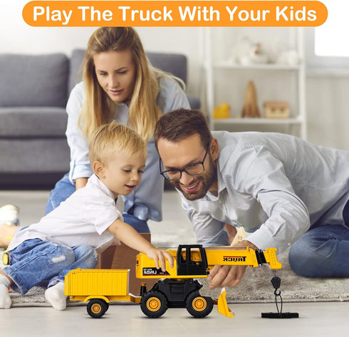 3+ 3-8 SASBSC Toy Trucks Big Crane Truck Toys for Year Old Boys with Sound and Light Friction Power Trucks Birthday