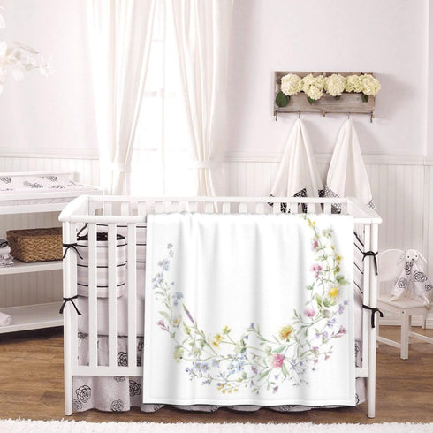 Wildflower Baby Monthly Blanket for Girls, Boho Floral Moon Nursery Decor, Babys First Year Photography Background