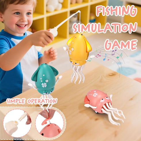 Tummy Palksky Dancing Squid Baby Toy in Time,Magic Electric Octopus Automatic Obstacle Avoidance Toy with Light