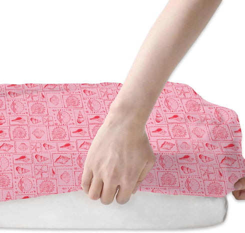 ZoUbqchY 28"x52" Summer 2 Pack Vintage Seashells Starfish Baby Crib Sheets for Boy Girl Boho Beach Conch Soft Snug