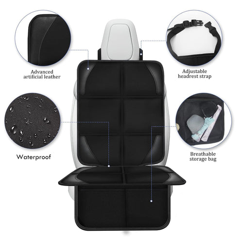 600d 1) Car Seat Protector Covers - for Child Carseat mat Fabric Waterproof Non Slip Thickest Padding with Storage