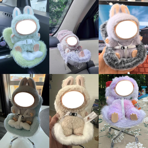 NUJOLI 17cm La-bubu Car Seat, Car Air Vent Safety Seat, Perfect for Car Decoration and Display, Suitable for La-bubu