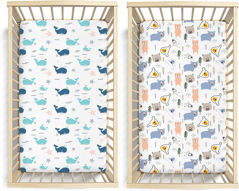 2 Pack 28x52 Little Grape Land Crib Sheets Baby Toddler Sheets Fitted for Boys Girls, Standard Size Crib Mattress