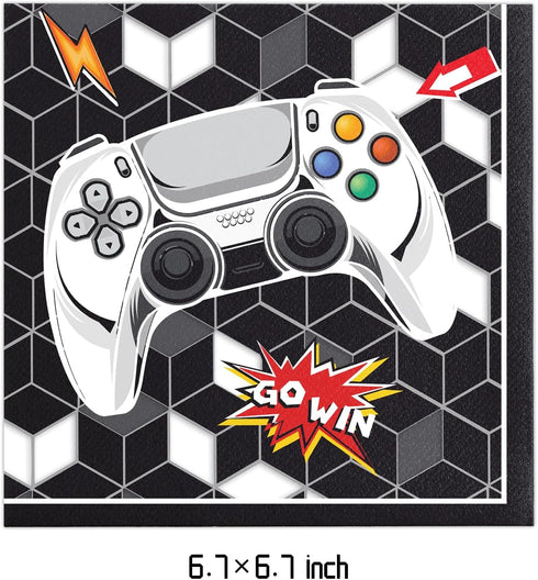40Pcs Video Game Party Supplies, 20 Plates and 20 Napkins for Space Theme Birthday Decoration