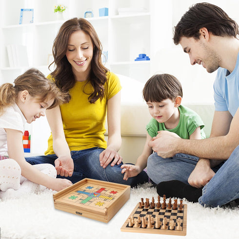 GSE Games & Sports Expert Wooden 9-in-1 Game Combo Set - Chess, Checkers, Backgammon, and More