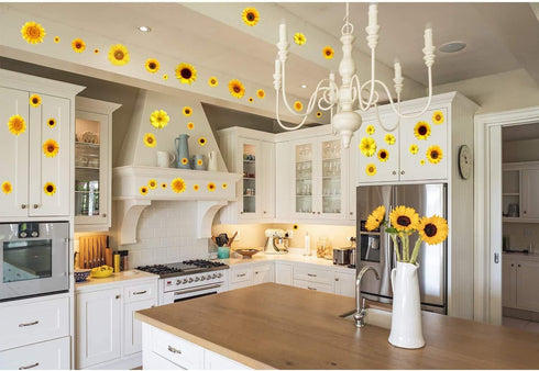 72 Piece Summer Wall Decals - Removable 3D Sunflower Stickers for Crafts, Baby, Kids & Living Room Decor