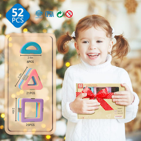 52 3 4 5 6 7 MAGBLOCK Toddler Girl Toys, Magnetic Tiles Pcs, Birthday Gifts for Girls, Macaron Color Magnetic Building