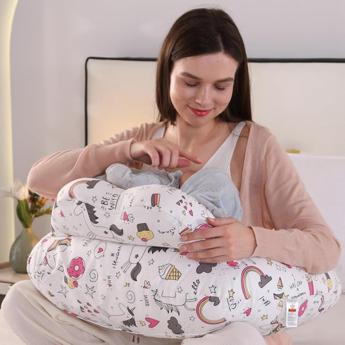 BATTOP Nursing Pillow for Breastfeeding with Removable Covers, PlusSize Breastfeeding Pillows for Mom, Bottle Feeding