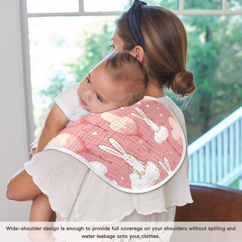 Bulletgxll Set 4, Cute Rabbits Unisex Baby Burp Cloths of Soft Absorbent Organic Cotton Muslin Burping Cloths