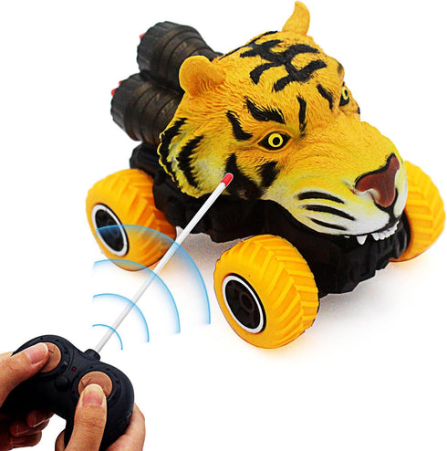 Tipmant Cute RC Car: Remote Control Vehicle Toys for Kids, Realistic Animal Birthday Gifts (Yellow Tiger)