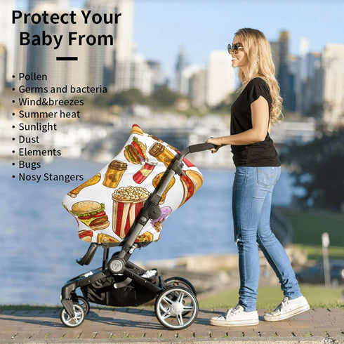Schgap Fast Food Car Seat Cover Canopy for Babies, Nursing Cover Breastfeeding Baby Carrier Cover Stroller Cover
