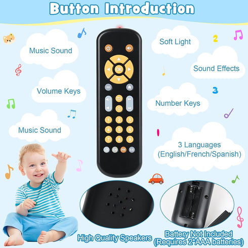 GUIGUZHJ 6 3 6 12 18 Baby TV Remote Control Toy for Months+, Play Remote Musical Toys with Sound and Light, Early
