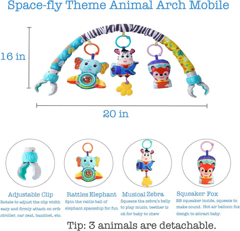 BATOHO Baby Stroller Arch Mobile With Universal Clamps - Clip-On Activity Bar for Bassinet, Bouncer, Crib, Car Seat