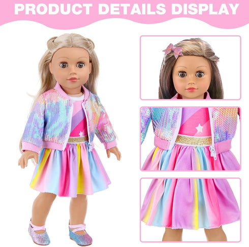 18 Inch Backpack Set 18" SetsNo UNICORN ELEMENT American Doll Makeup Accessories and Clothes,Sequin for Dolls Include
