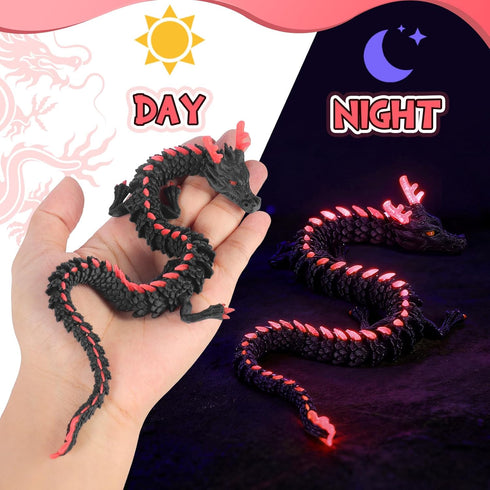 12-inch 3D 2) Printed Dragon Eggs, Glow in The Dark Fidget Toys for Kids & Adults, for Home Office Desk Decor (Pink +