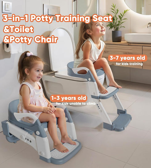 Wanchouse 3-in-1 Potty Training Seat & Training Toilet & Potty Chair, Height AdjustableToddler Toilet Seat for Kids