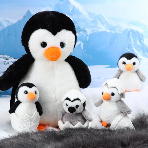 7 Sets 14 Inch Mommy 2 Aoriher Pcs Penguin Stuffed Animal Penguin and Plush Babies with Eggs Wrapping Soft Cute Animal
