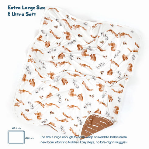 GRSSDER Baby Blankets Super Soft Jersey Knit Swaddle Blanket for Baby Girls and Boys, Double Layer Reversible Receiving Blankets 34 x 44 Extra Large for Baby Swaddling by GRSSDER