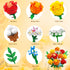 Set 3.6MM CUBIMANA Flower Bouquet Building with Vase & LED Light, Yellow, Orange and Red Roses Mini Building Blocks