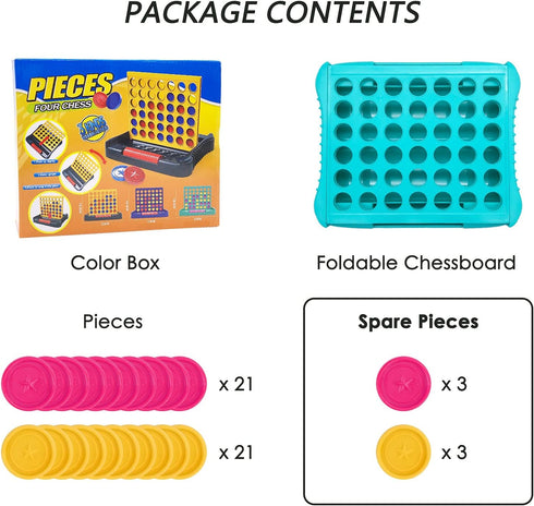 4 in a Row Game - Includes 6 Spare Discs, Classic Board Game for Boys, Family Fun for Ages 3 to 12 Years Old