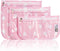 TSA Approved Toiletry Bag, Set of 3 Clear Diaper Bag Organizing Pouches, Waterproof Travel Pouch Set, Arrow Pink