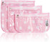 TSA Approved Toiletry Bag, Set of 3 Clear Diaper Bag Organizing Pouches, Waterproof Travel Pouch Set, Arrow Pink