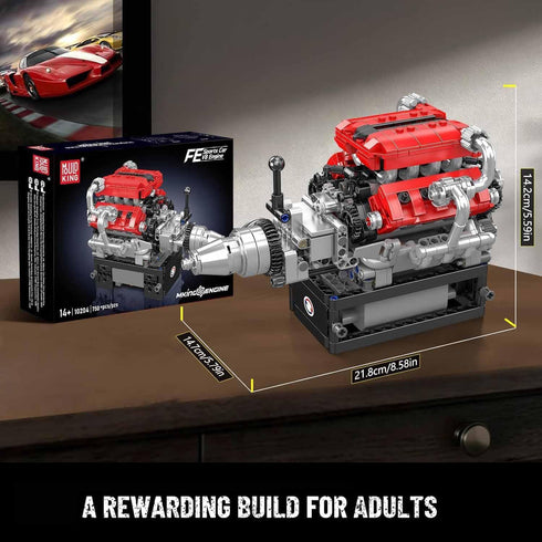 10204 V8 Sets, V8 8-Cylinder Adults/14+(750+PCS) Mould King Engine Building Blocks Engine Model kit That Run, Build