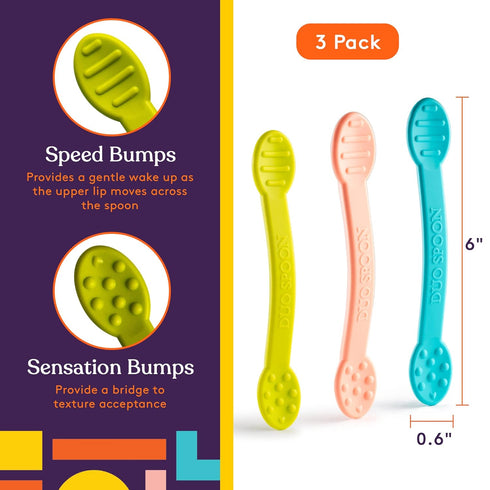 3 Pack, Special Supplies Duo Spoon Oral Motor Therapy Tools, Textured Stimulation and Sensory Input Treatment
