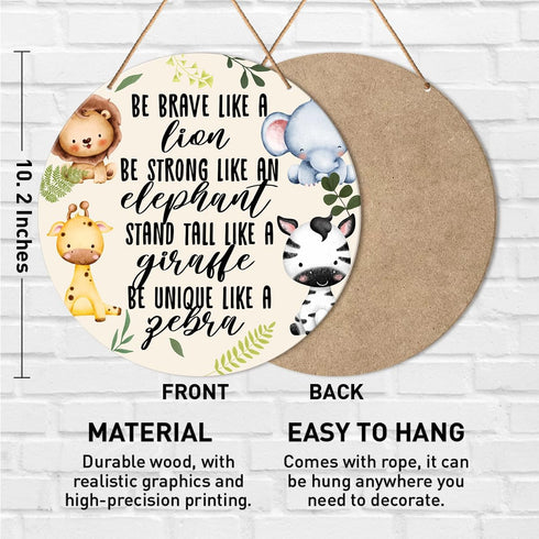 Muktoujaumai Baby Girl Boy Nursery Wall Decor, Safari Nursery Hanging Sign Decor Woodland Wall Decoration Jungle Wood