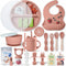 REMONDA 23-Piece BPA-Free Silicone Baby Feeding Set | Extra Large Suction Plates, Toddler