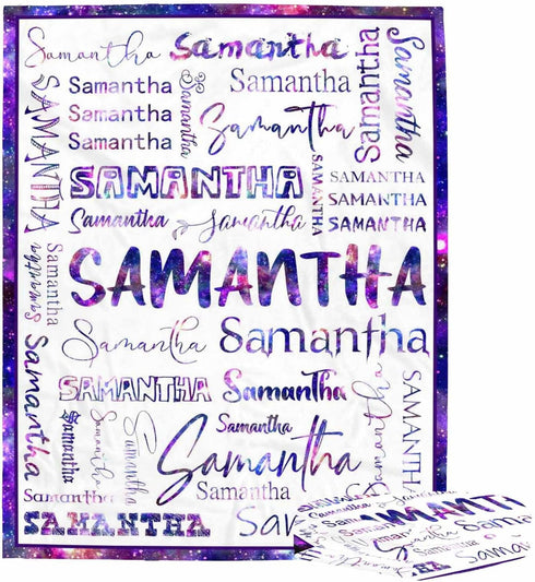 50x40inch D-Story Personalized Baby Blankets with Names, Custom Baby Girls Blanket Initial Swaddle Blanket