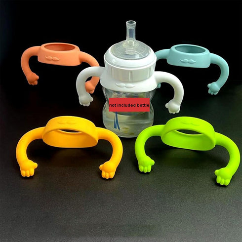 QERPON 2.17" 2.62" Baby Bottle Handle Silicone Baby Bottle Holder with Easy Grip Handles to Hold Their Own Bottle Used