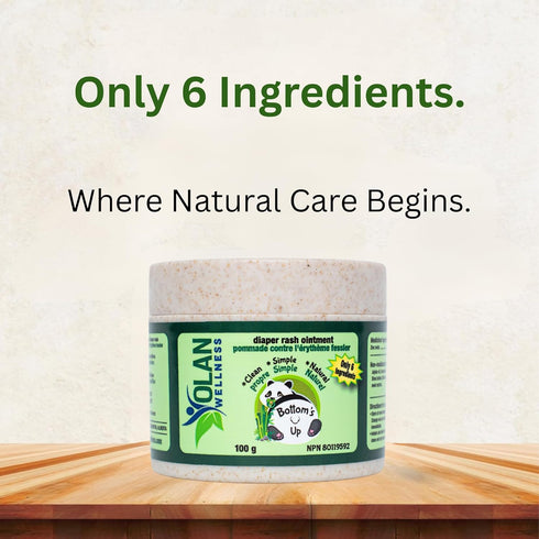Bottoms Up Diaper Rash Ointment by Olan Wellness Thick Zinc Oxide Barrier Cream, Melts on Contact, Helps Soothe